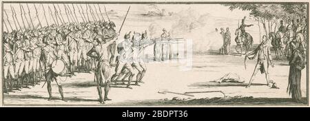 Antike Gravur, Tod von General Charette in Nantes. François Athanase de Charette de la Contrie (1763-1796) war ein französischer royalistischer Soldat und Politiker. QUELLE: ORIGINALGRAVUR Stockfoto