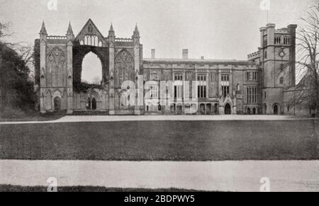 Newstead Abbey, ein ehemaliges Augustiner-Priorat, Nottinghamshire, England, sah hier c 1900. Die Heimat von Lord Byron. George Gordon Byron, 6. Baron Byron, zwischen 8on-248. Englischer Dichter, Peer und Politiker. Aus der Internationalen Bibliothek berühmter Literatur, herausgegeben um ca.1900 Stockfoto