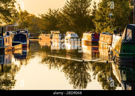 Schmalboote auf dem Lancaster Canal in Garstang Lancashire England Stockfoto