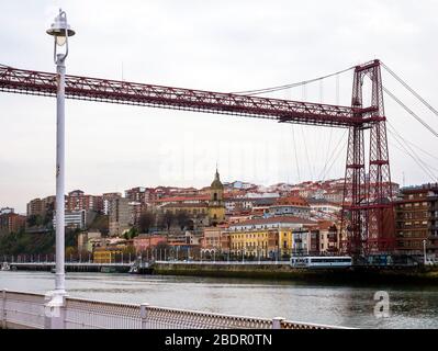 Puente Colgante de Bizkaia con Portugalete al fondo. Bizkaia. País Vasco. España Stockfoto