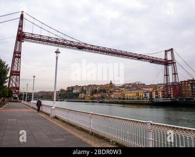 Puente Colgante de Bizkaia con Portugalete al fondo. Bizkaia. País Vasco. España Stockfoto