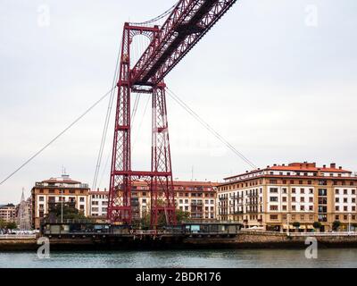 Puente Colgante de Bizkaia con Getxo al fondo. Bizkaia. País Vasco. España Stockfoto