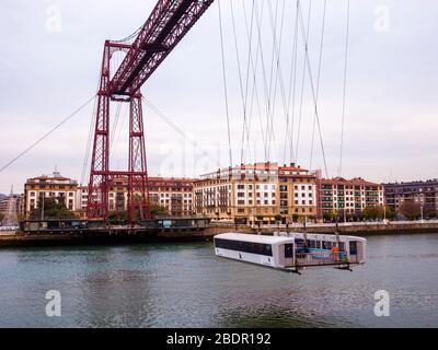 Puente Colgante de Bizkaia con Getxo al fondo. Bizkaia. País Vasco. España Stockfoto