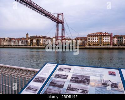 Puente Colgante de Bizkaia con Getxo al fondo. Bizkaia. País Vasco. España Stockfoto