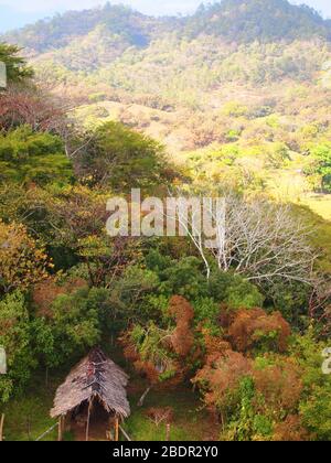 Felder und Wälder in der Nähe der archäologischen Stätte Toniná in Chiapas, im Süden Mexikos Stockfoto