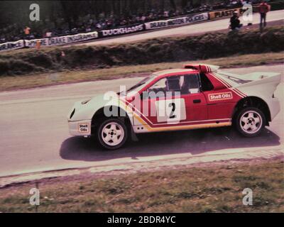 Ford RS200, Gruppe B Rally Car, auf Lydden Hill Rallycross Circuit (um 1987), Denton mit Wootten, Kent, Großbritannien Stockfoto