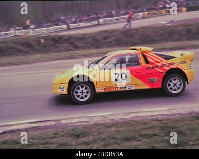 Ford RS200, Gruppe B Rally Car, auf Lydden Hill Rallycross Circuit (um 1987), Denton mit Wootten, Kent, Großbritannien Stockfoto