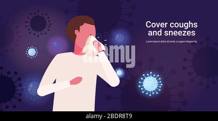 Grundlegende Schutzmaßnahmen gegen Coronavirus schützen Sie sich Decken-Husten und niesen wichtige Informationshinweise, um gesund zu bleiben horizontal Hochformat Kopie Raum Vektor Illustration Stock Vektor