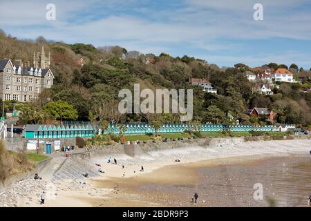 Im Bild: Langland Bay bei Swansea, Wales, UK. Sonntag, 22. März 2020 Stockfoto