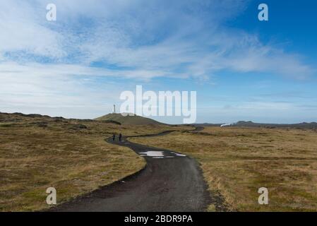 Reykjanesviti, der Leuchtturm in Rekjanes, Island Stockfoto