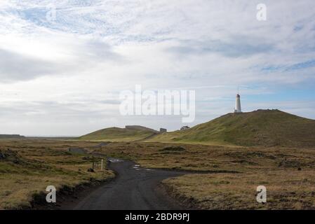 Reykjanesviti, der Leuchtturm in Rekjanes, Island Stockfoto