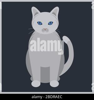 Weiße Katze mit blauen Augen, Vektor Stock Vektor
