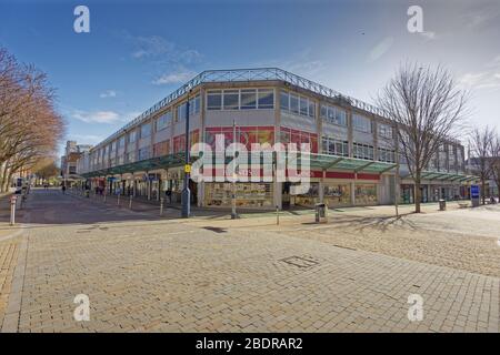 Im Bild: Die Oxford Street, das Haupteinkaufsviertel im Stadtzentrum, ist in Swansea, Wales, Großbritannien, leer. Sonntag, 22. März 2020 Re: Covid-19 Stockfoto