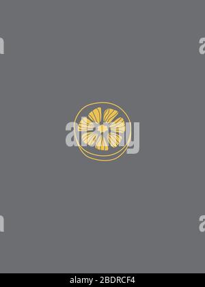 Gelbe Zeichnung des CITRUS Vector Graphic Designs auf grauem Hintergrund Stock Vektor