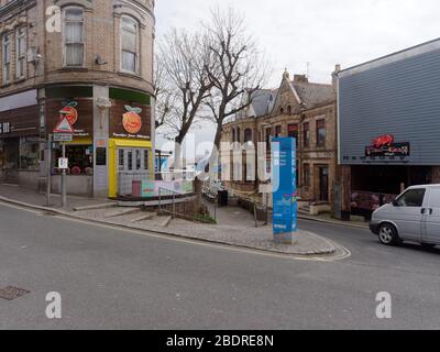 Newquay desertierte, Covid 19 Lockdown, Einkaufsviertel leer, Touristengeschäft geschlossen. Newquay Cornwall, Großbritannien. Kredit:Robert Taylor/Alamy Live News Stockfoto