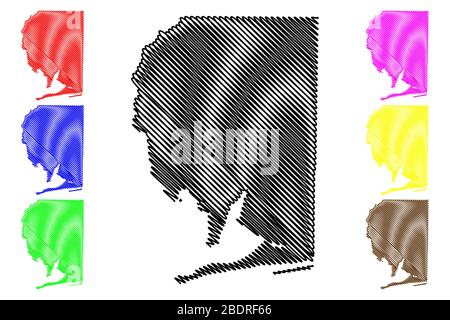 Santa Rosa County, Florida (US-Bundesstaat, Vereinigte Staaten von Amerika, USA, USA, USA) Karte Vektor Illustration, Scribble Sketch Santa Rosa Karte Stock Vektor