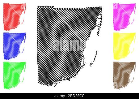 Miami-Dade County, Florida (US-Bundesstaat, Vereinigte Staaten von Amerika, USA, USA, USA) Karte Vektor Illustration, Scribble Sketch Miami Dade Karte Stock Vektor