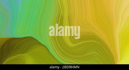 Lebendige Hintergrundgrafik mit modernen Wellen Illustration mit gelb grün, dunkelgoldenen Stab und pastellorange Farbe. Stockfoto