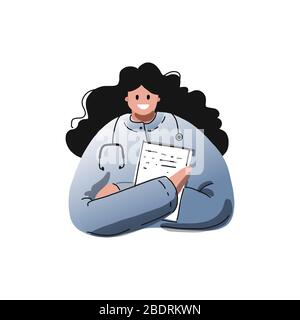 Fachärztin für Frauenmedizin in Uniform mit Phonendoskop Stock Vektor