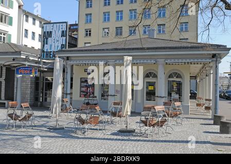 Geisterstadt Corona Zürich Stadt: Die Oper, das Theater Hechtplatz und alle anderen Kulturinstitutionen sind wegen Covid19 Virus geschlossen Stockfoto