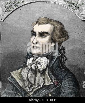 "Portrait de Maximilian Marie Isidore de Robespierre (1758-1754), homme politique francais" (Porträt des französischen Politikers Maximilian Robespierre) eng Stockfoto