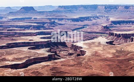 Blick vom Green River auf den Canyonlands National Park, Insel im Sky District, Utah, USA. Stockfoto