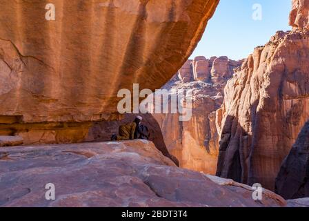 Guelta d'Archei Wasserloch in der Nähe von Oasis, Ennedi Plateau, Tschad, Afrika Stockfoto