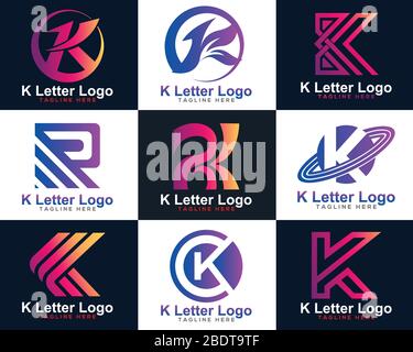 Frisches und kreatives Logo-Design mit K-Buchstaben. K Brief kreativ sauber und minimal Logo. Stock Vektor