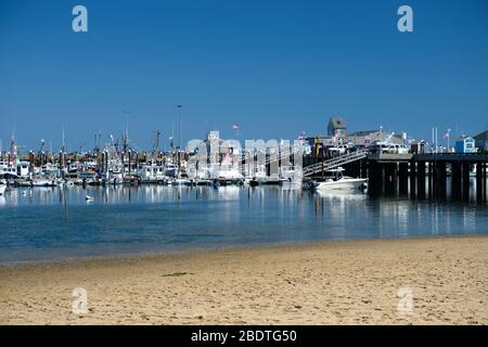 Macmillan Pier im Provincetown Hafen im Sommer, am Cape Cod Stockfoto