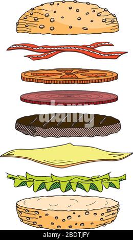 Hamburger/ Cheeseburger - Illustration/ Clipart Stock Vektor