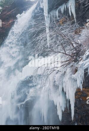 Kaaterskill Falls, New Yorks höchste Wasserfälle im Winter Stockfoto