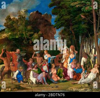 Das fest der Götter - Giovanni Bellini, abgeschlossen von seinem Schüler Titian, 1529; Öl auf Leinwand Stockfoto