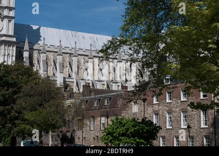 Gotische Architektur 1240s Stone Westminster Abbey, 20 Deans Yardd, Westminster, London SW1P Stockfoto