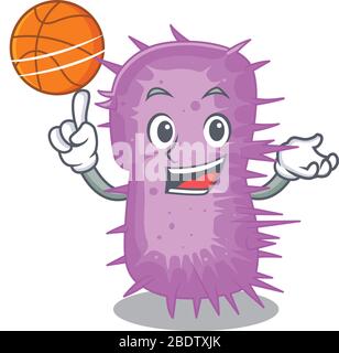 Wunderschöne acinetobacter baumannii Maskottchen Design-Stil mit Basketball Stock Vektor
