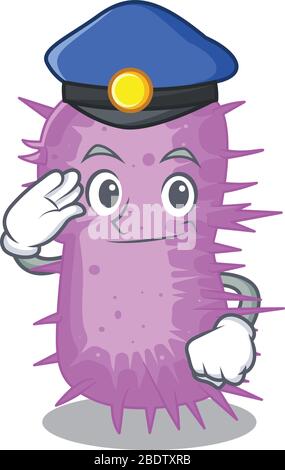 Polizist Maskottchen Design von acinetobacter baumannii trägt einen Hut Stock Vektor