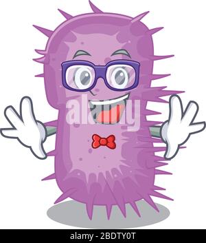 Maskottchen Design Stil von Geek acinetobacter baumannii mit Brille Stock Vektor