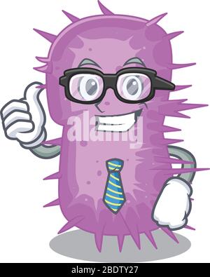 Ein elegantes acinetobacter baumannii Geschäftsmann Maskottchen Design trägt Brille und Krawatte Stock Vektor