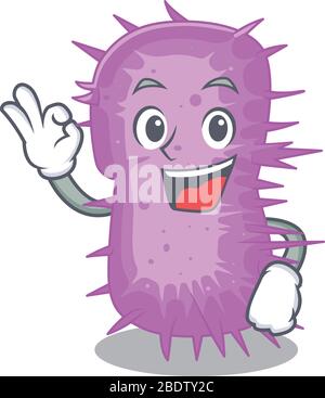 Acinetobacter baumannii Maskottchen Design Stil mit einem Okay Geste Finger Stock Vektor