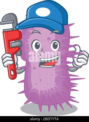 Acinetobacter baumannii Smart Plumber Cartoon Charakter Design mit Werkzeug Stock Vektor