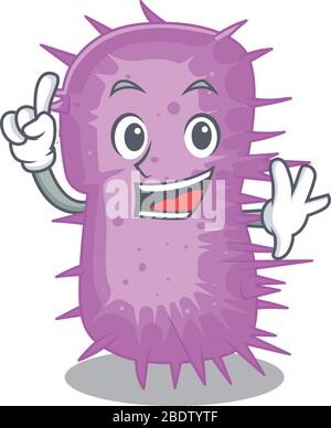 Acinetobacter baumannii Maskottchen Charakter Design mit einem Finger Geste Stock Vektor