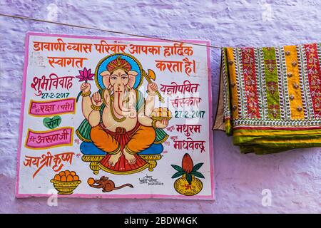 Ganesh Wandgemälde Jaisalmer Fort Rajasthan Indien Stockfoto