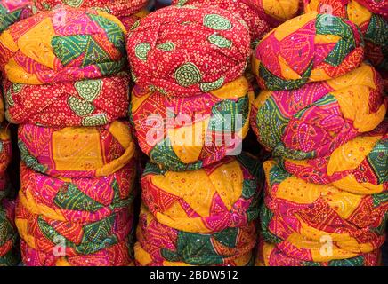 Turbans zum Verkauf Jaisalmer Fort Rajasthan Indien Stockfoto