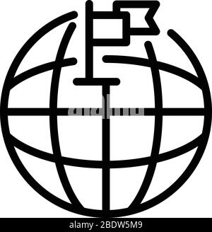 Globus und zwei Flaggen Symbol, Outline-Stil Stock Vektor