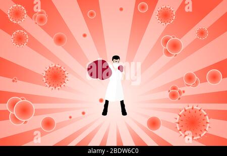 Vektor-Illustration Kampf gegen covid-19 Virus oder Corona-Virus. Heilung Corona-Virus. Arzt Kampf Virus Konzept. Stock Vektor
