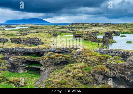 See Myvatn Panorama-Punkt, Nordwestregion, Island Stockfoto