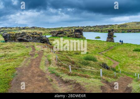 See Myvatn Panorama-Punkt, Nordwestregion, Island Stockfoto