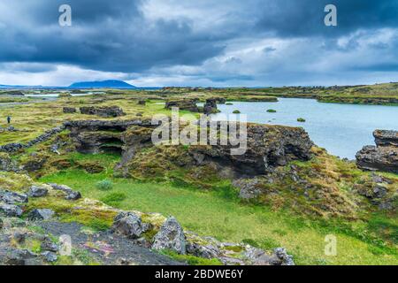 See Myvatn Panorama-Punkt, Nordwestregion, Island Stockfoto