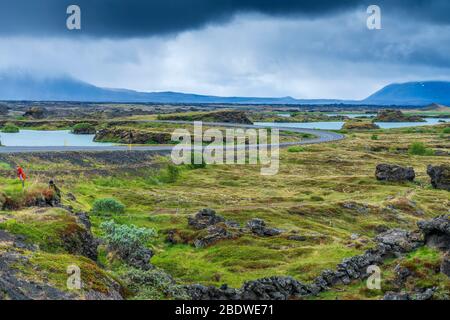 See Myvatn Panorama-Punkt, Nordwestregion, Island Stockfoto