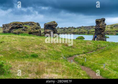 See Myvatn Panorama-Punkt, Nordwestregion, Island Stockfoto