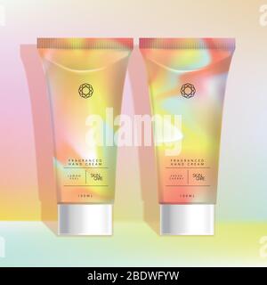 Vector Kosmetik- oder Healthcare Tubes mit lebendigen Marble Liquid Flowing Prints Stock Vektor